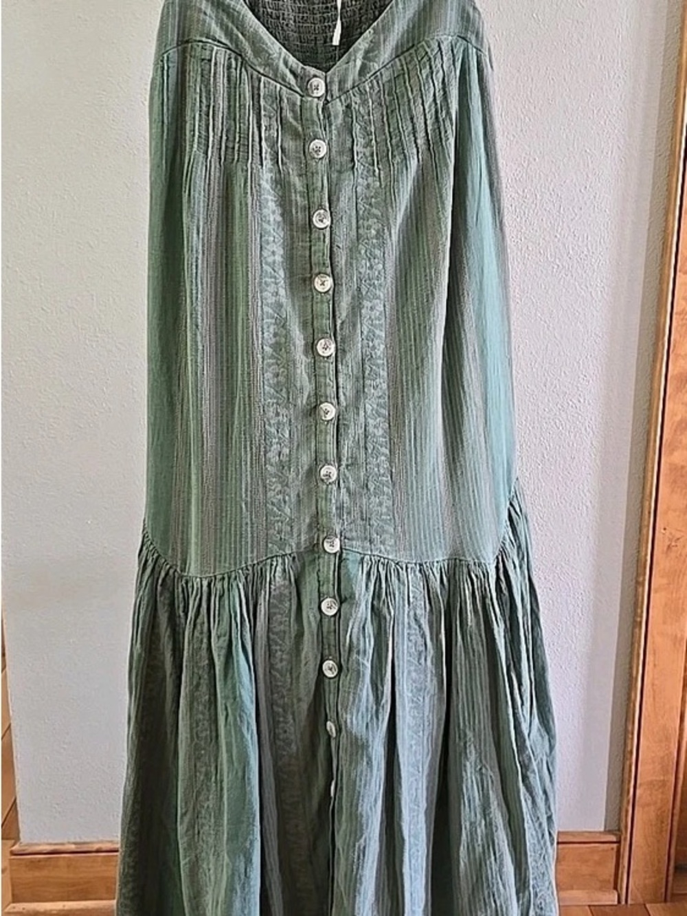 Free People Sage Green Button-Front Maxi Dress - Picture 4 of 5